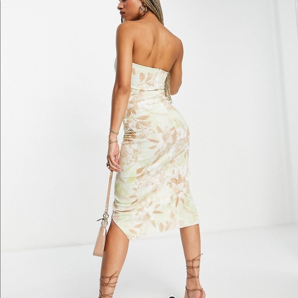 NWT ASOS Design Bandeau Floral Midi Dress - Picture 2 of 5